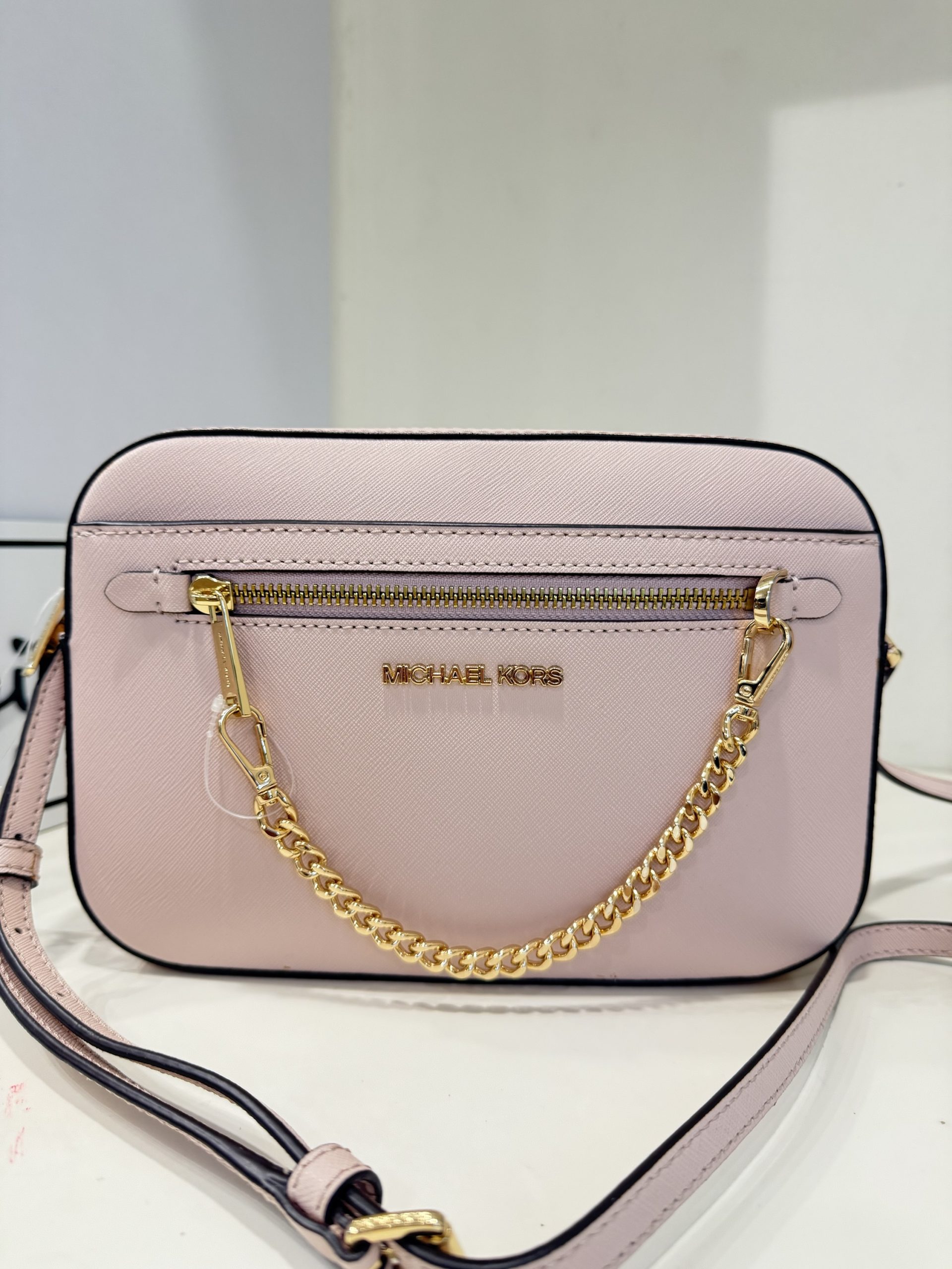 Michael Kors Jet Set Item Large EW Zip Chain Crossbody in Powder Blush