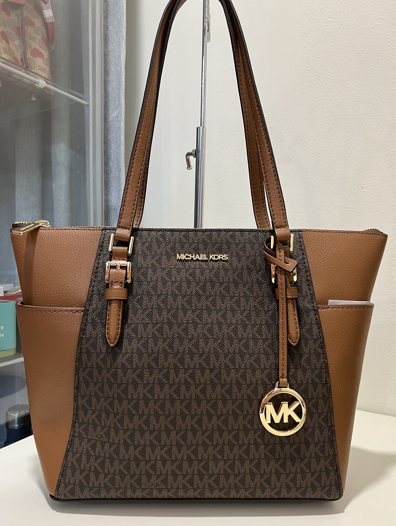 Michael Kors Charlotte Large Top Zip Tote in Signature Brown ...