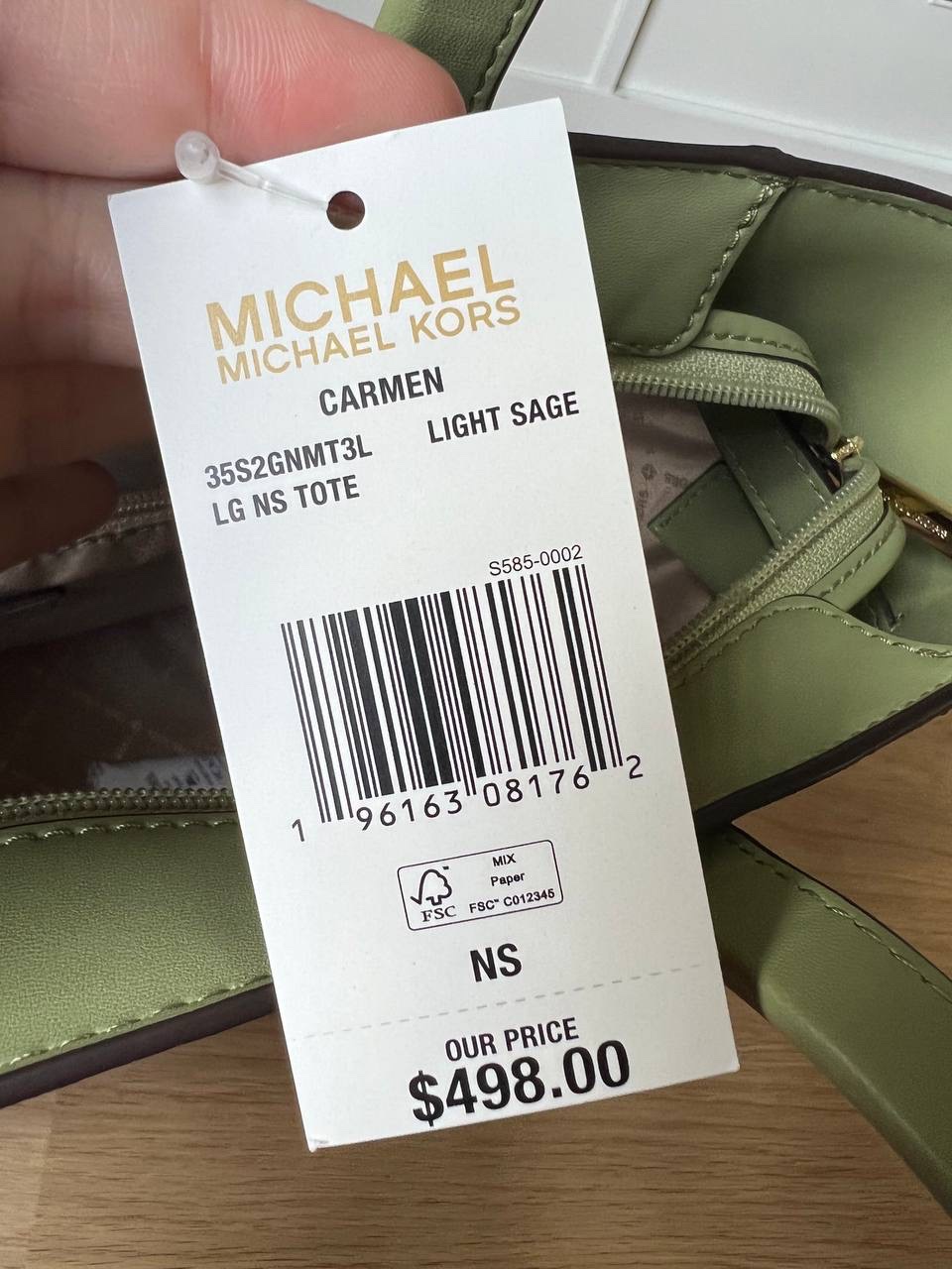 [CLEARANCE] Michael Kors Carmen Large North South Tote in Light Sage ...