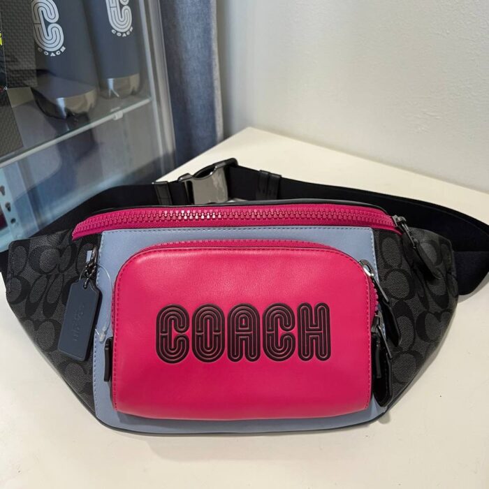 [CLEARANCE AS IS] Coach Track Belt Bag in Signature Charcoal Denim Multi