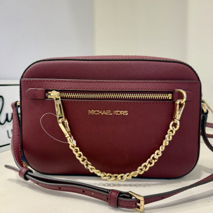 Michael Kors Jet Set Item Large EW Zip Chain Crossbody in Dark Cherry