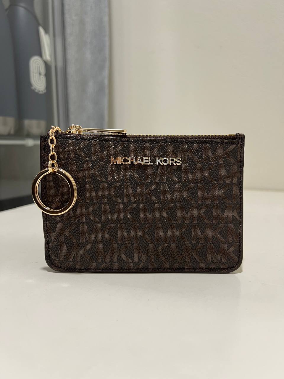 Michael Kors JST SM TZ Coinpouch Card Case With ID in Signature Brown ...