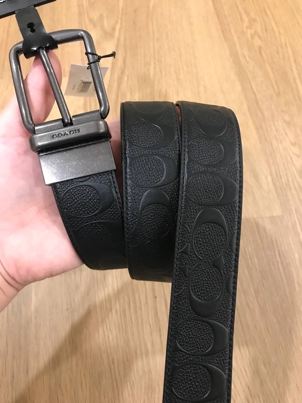 Coach Wide Harness Cut To Size Reversible Belt In Signature Leather Embossed Black, 38 mm (F55157) - Image 2