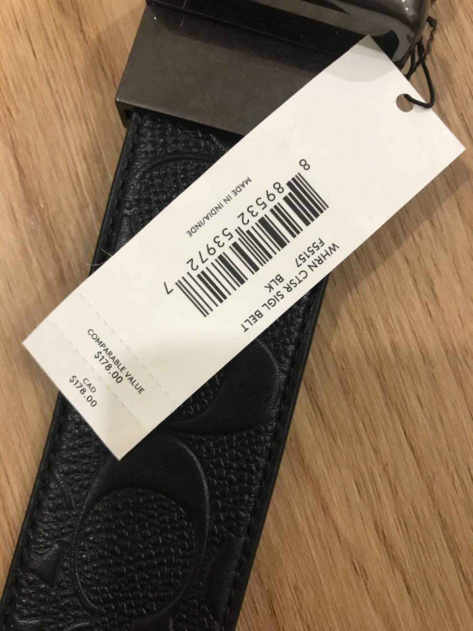 Coach Wide Harness Cut To Size Reversible Belt In Signature Leather Embossed Black, 38 mm (F55157) - Image 4