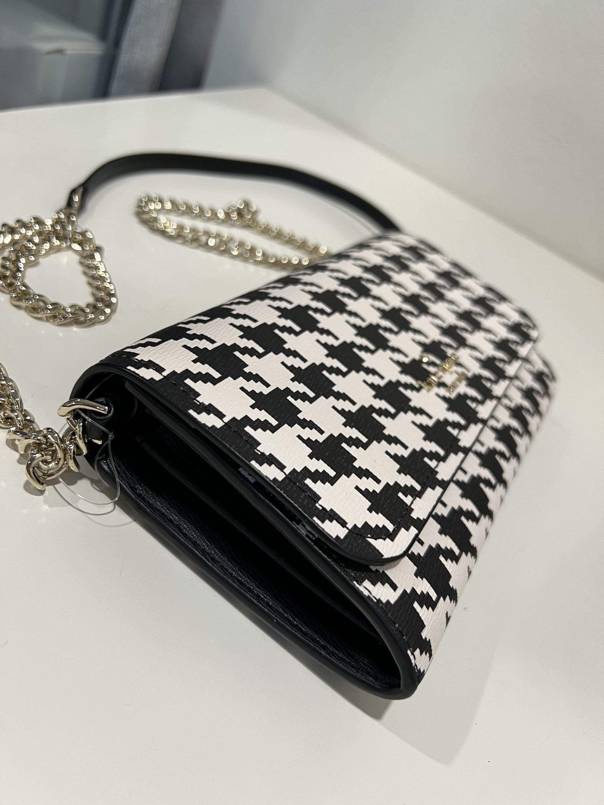 kate spade, Bags, Kate Spade Darcy Houndstooth Chain Wallet Crossbody