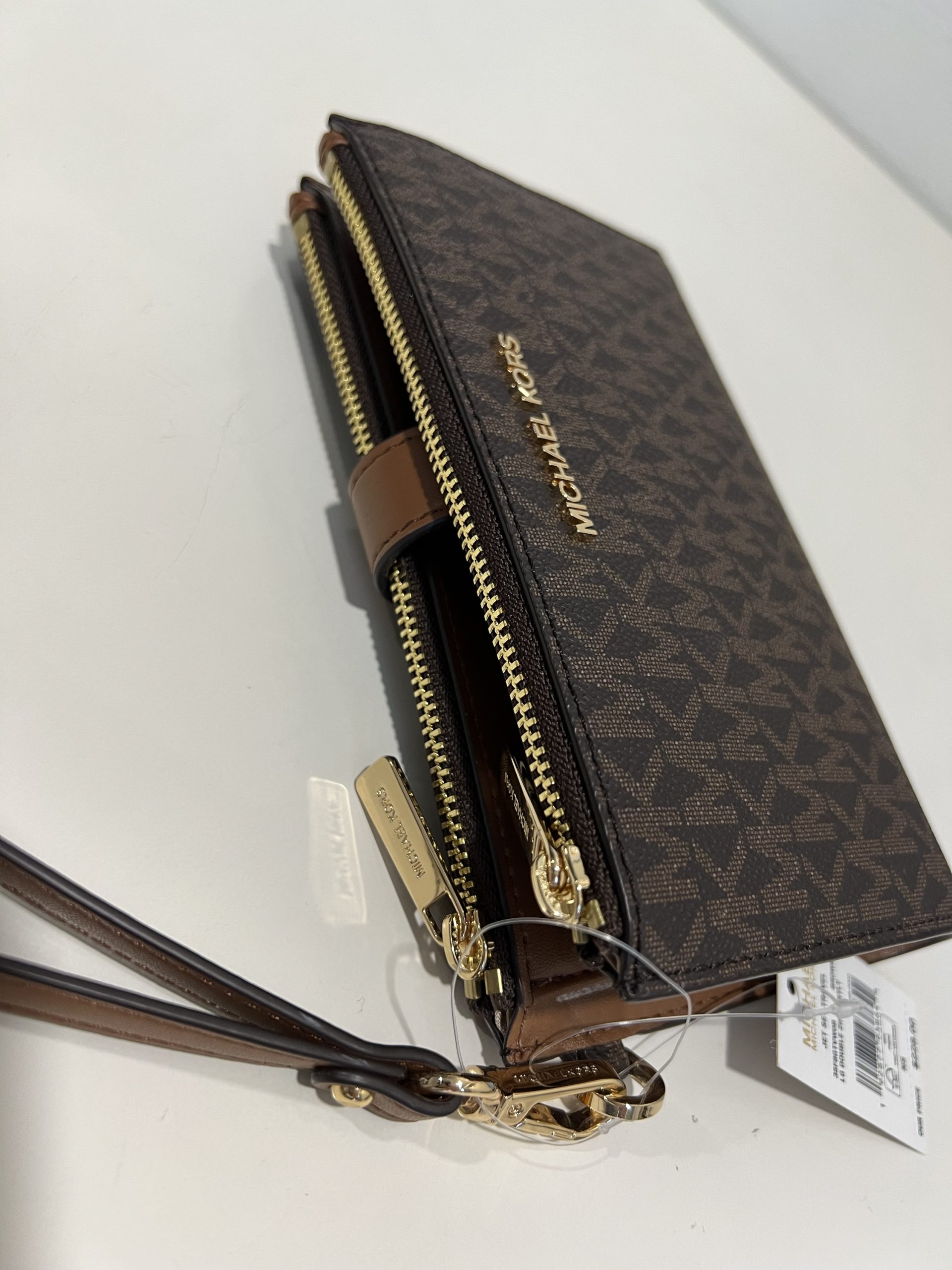 Michael Kors Jet Set Travel Large Double Zip Wristlet in Signature Brown - Image 2