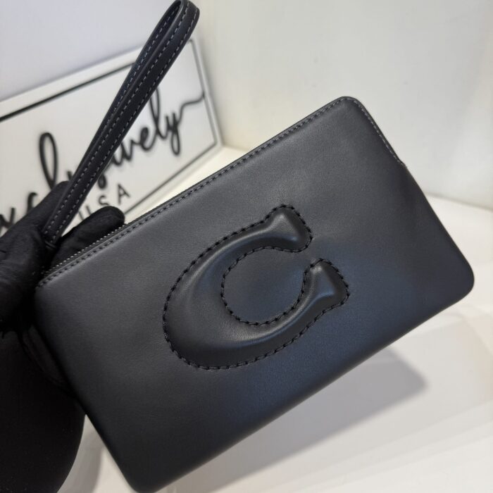 Coach Large Corner Zip Wristlet in Black