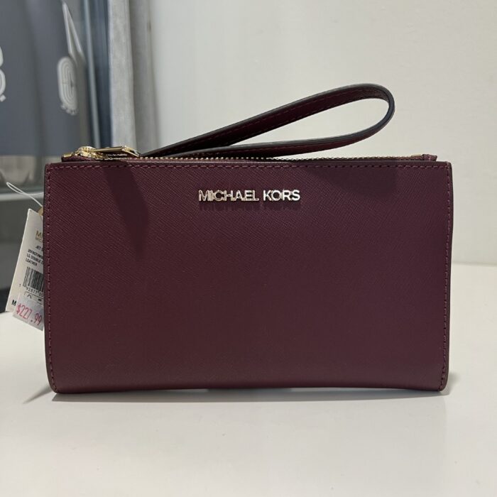 Michael Kors JST Large Double Zip Wristlet in Merlot