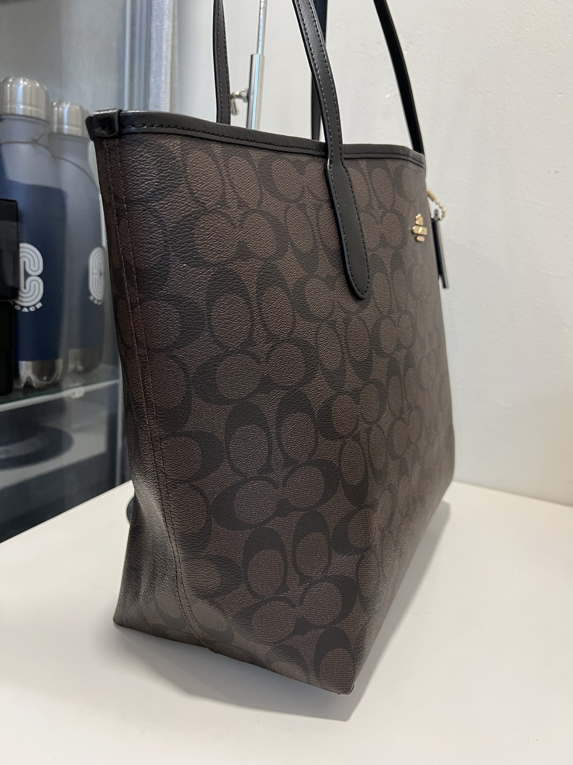 Coach City Tote In Signature Brown Black Exclusively Usa