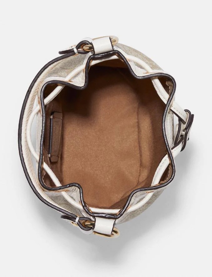 Coach Dempsey Drawstring Bucket Bag 15 In Signature Light Khaki Chalk