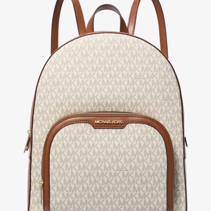 Michael Kors Jaycee Logo Large Backpack in Vanilla/ Brown