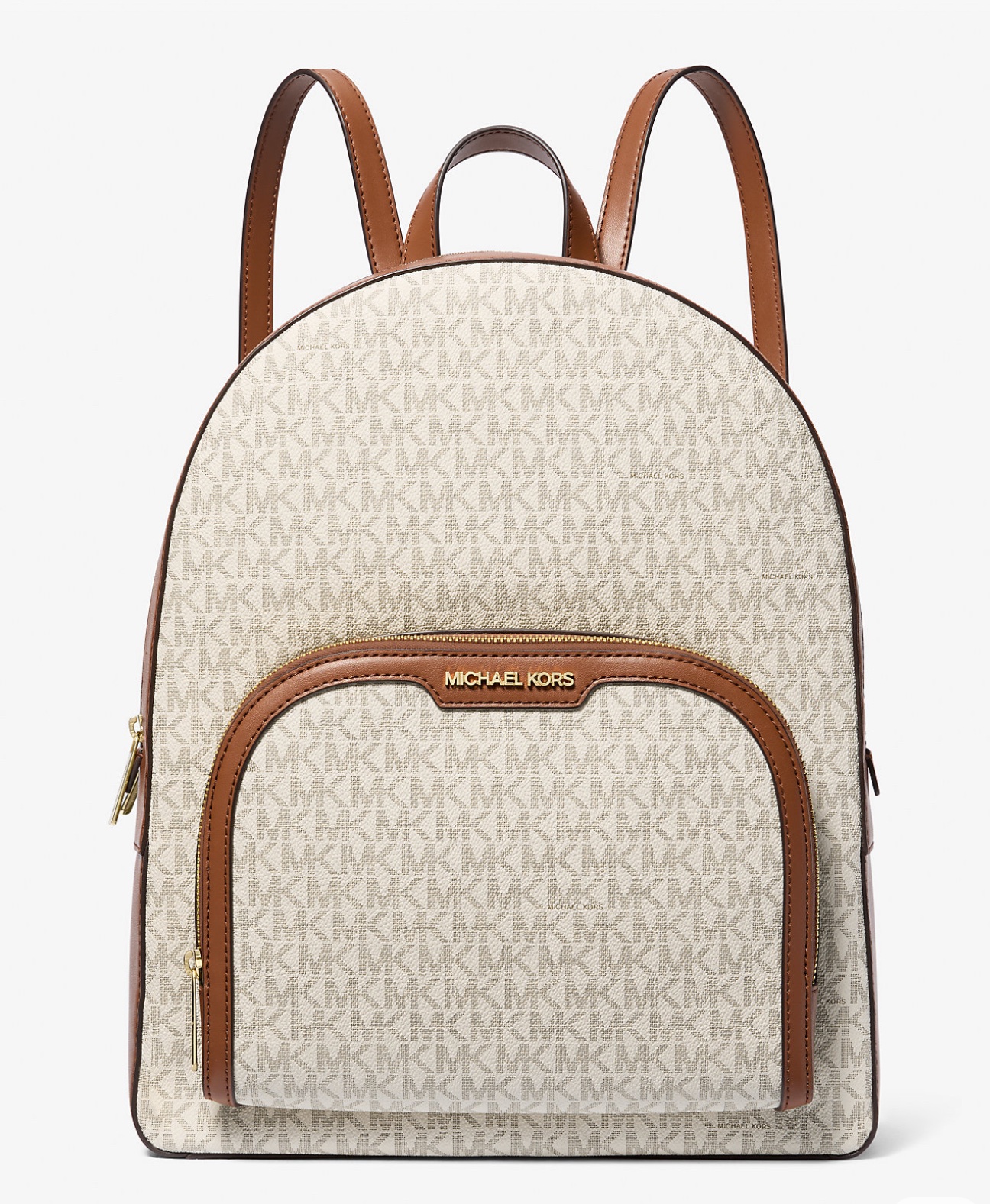 Michael Kors Jaycee Logo Large Backpack in Vanilla/ Brown