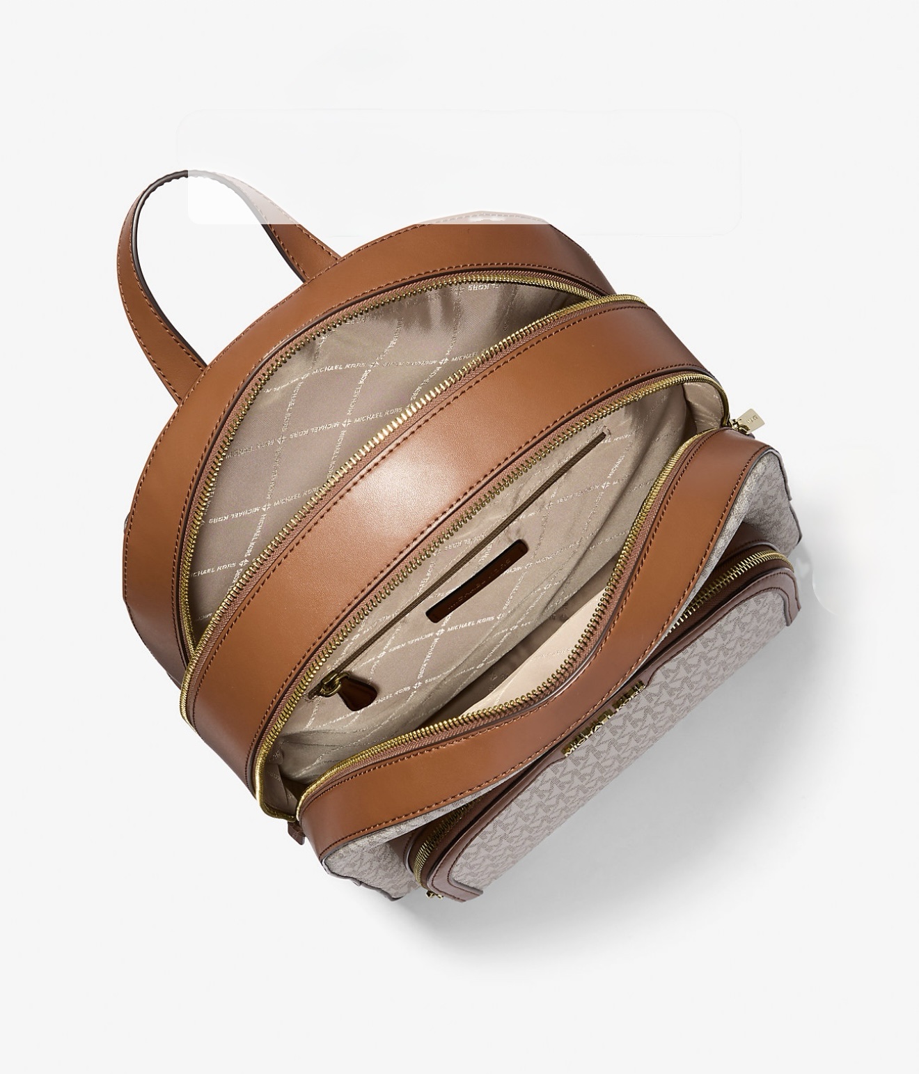 Michael Kors Jaycee Logo Large Backpack in Vanilla/ Brown - Image 2