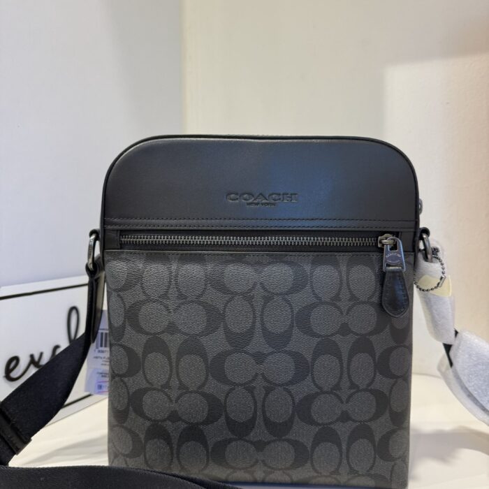 Coach Houston Flight Bag In Signature Charcoal Black
