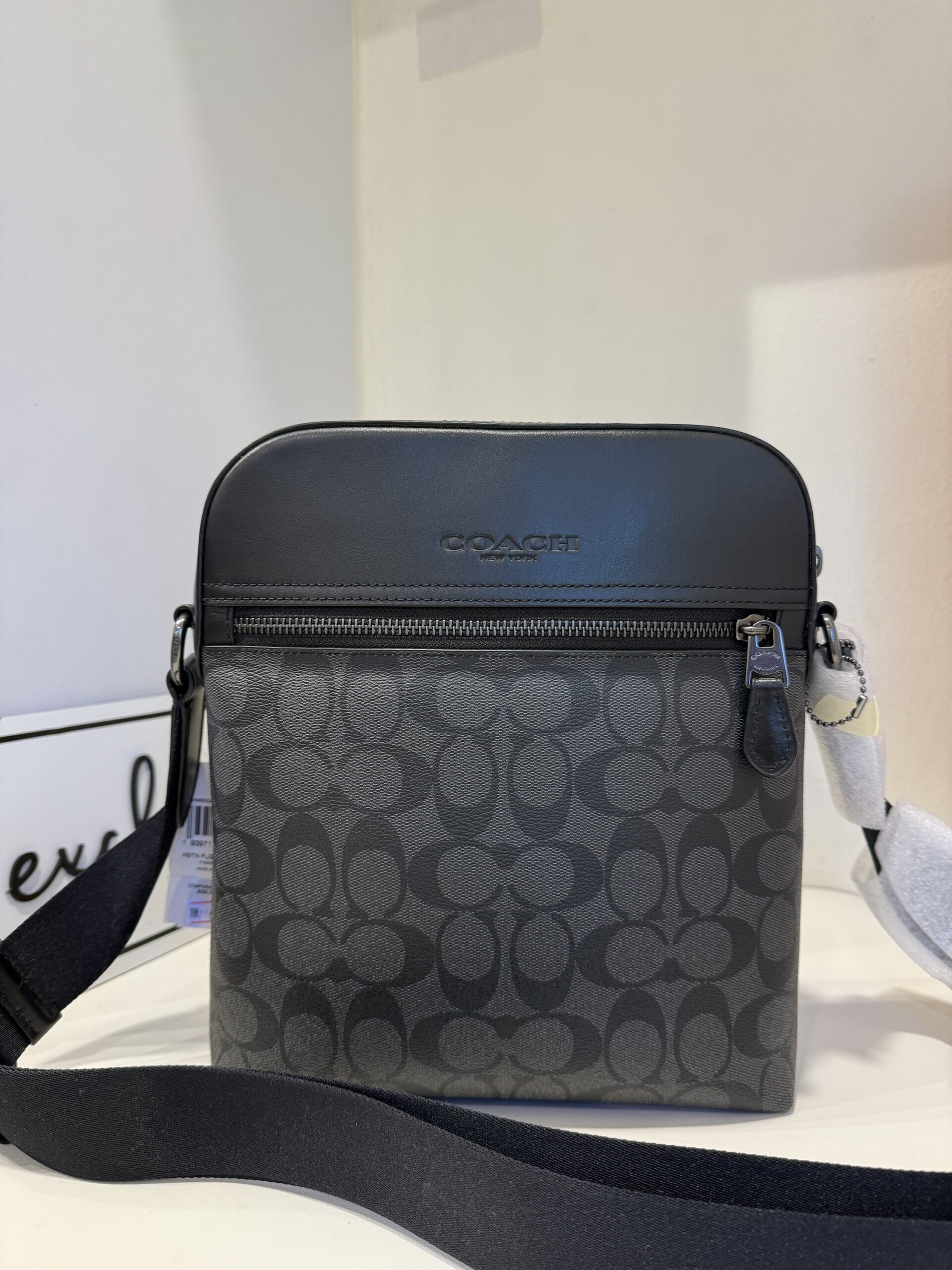 Coach Houston Flight Bag In Signature Charcoal Black