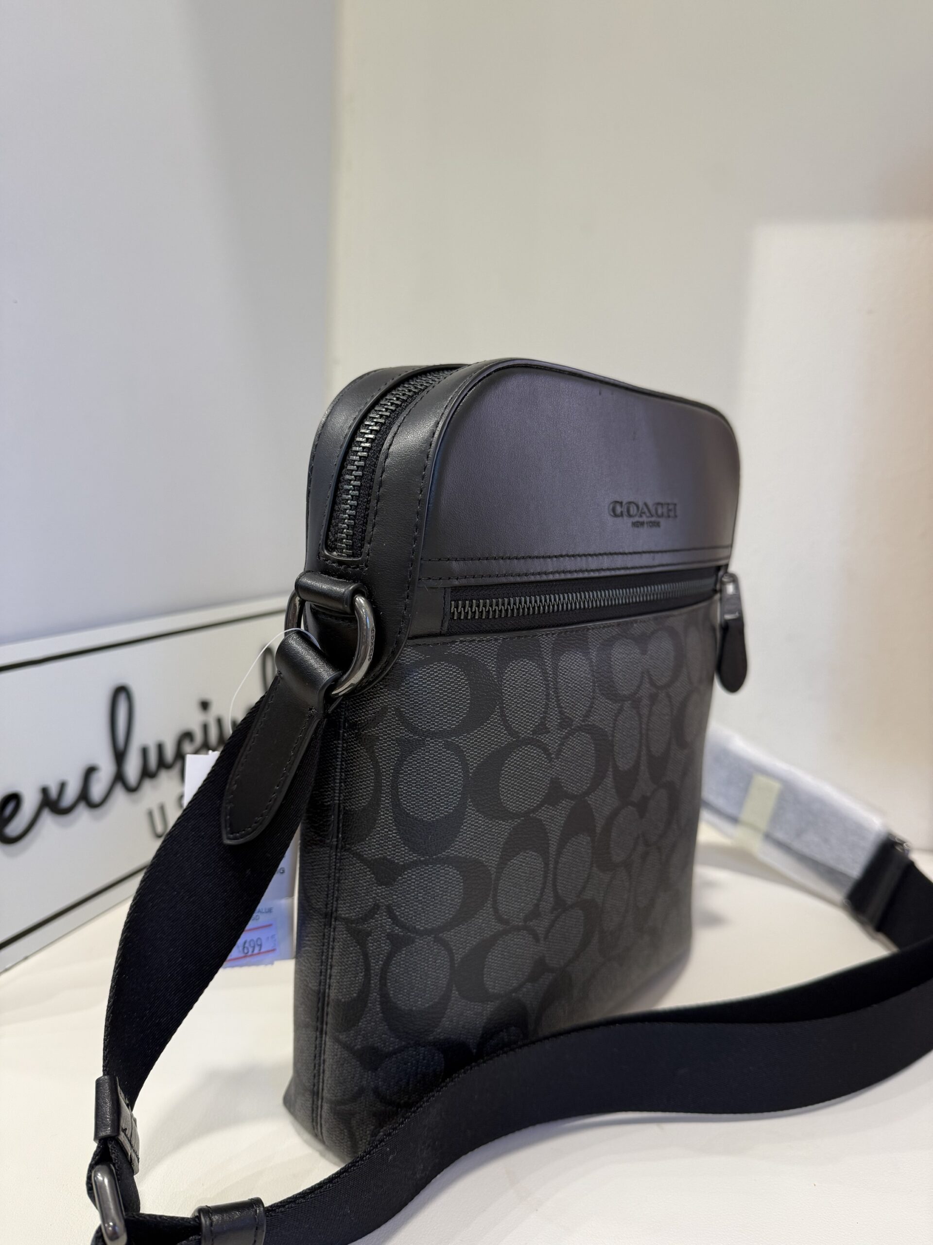 Coach Houston Flight Bag In Signature Charcoal Black - Image 2