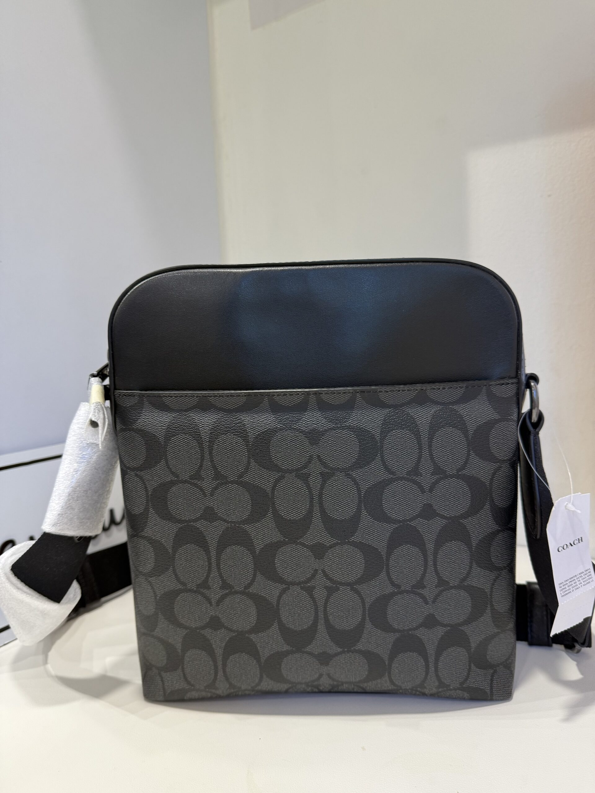 Coach Houston Flight Bag In Signature Charcoal Black - Image 4