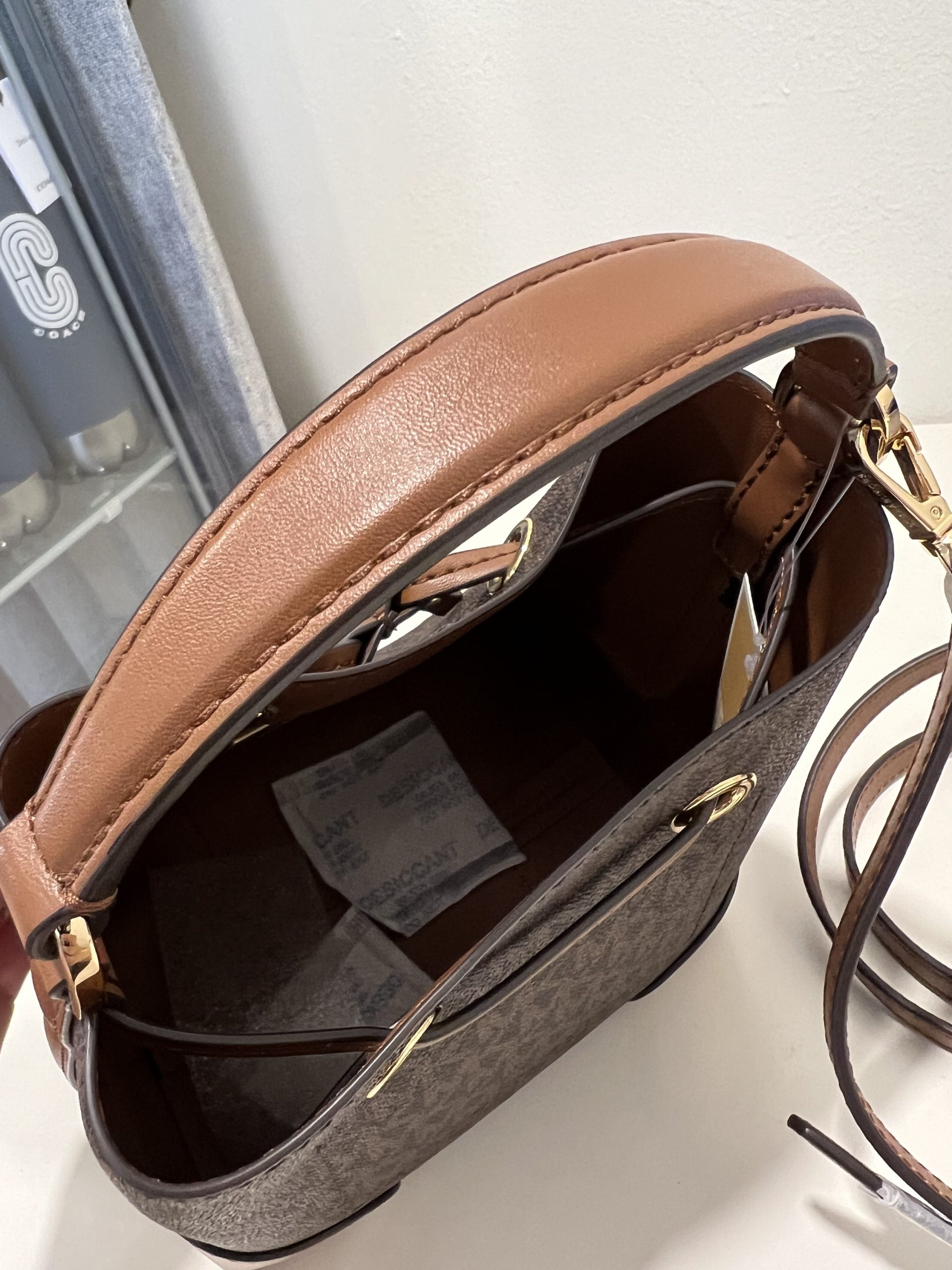 Dark Brown Simple Leisure Bucket Messenger Bag main image 1
