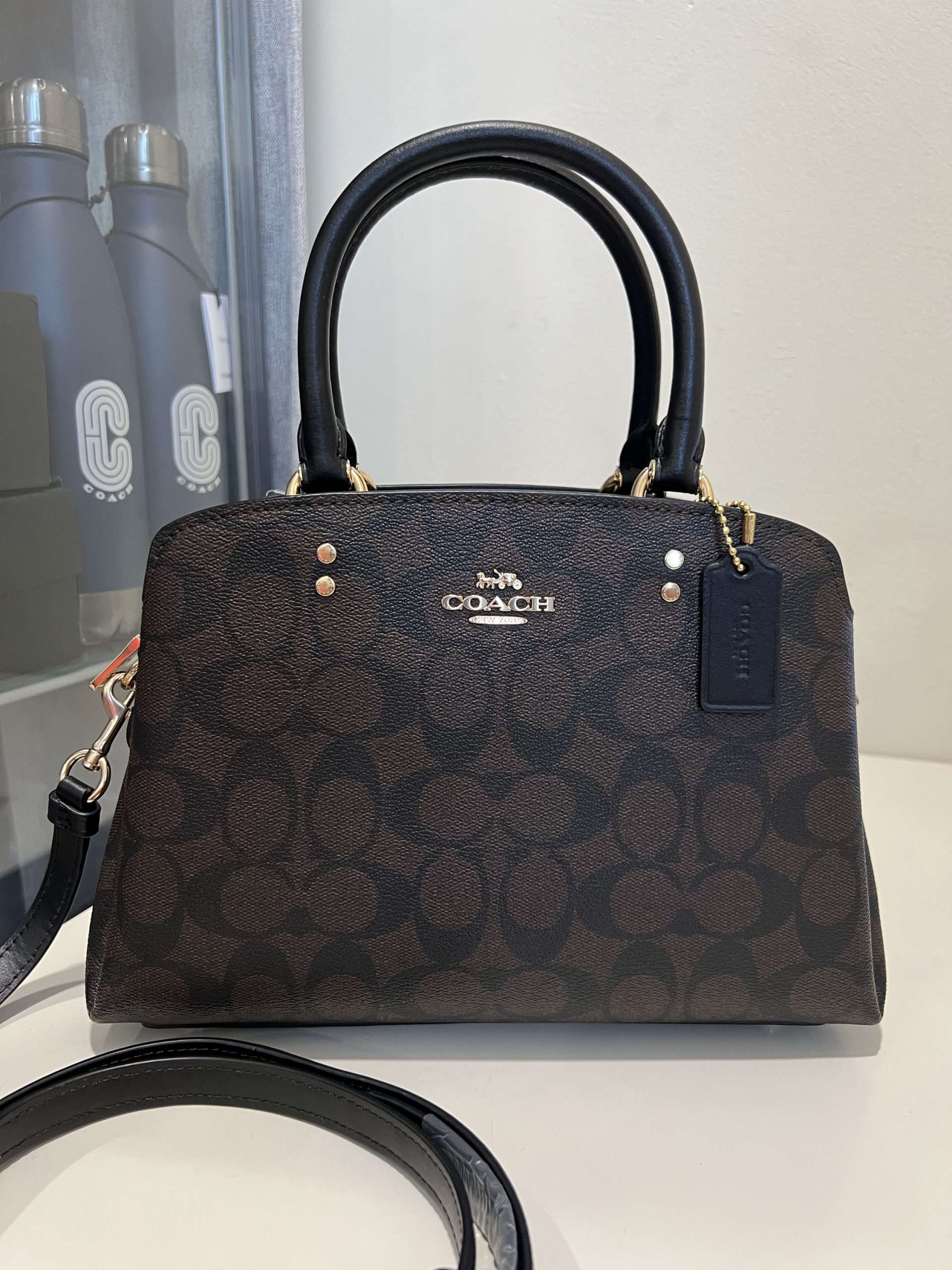 Coach Mini Lillie Carryall in Signature Brown Black – Exclusively USA