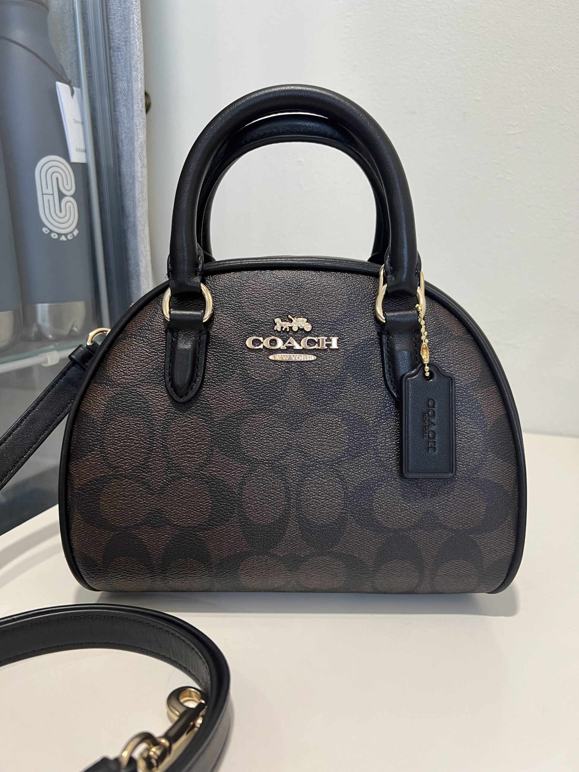 Coach Sydney Satchel in Signature Brown Black