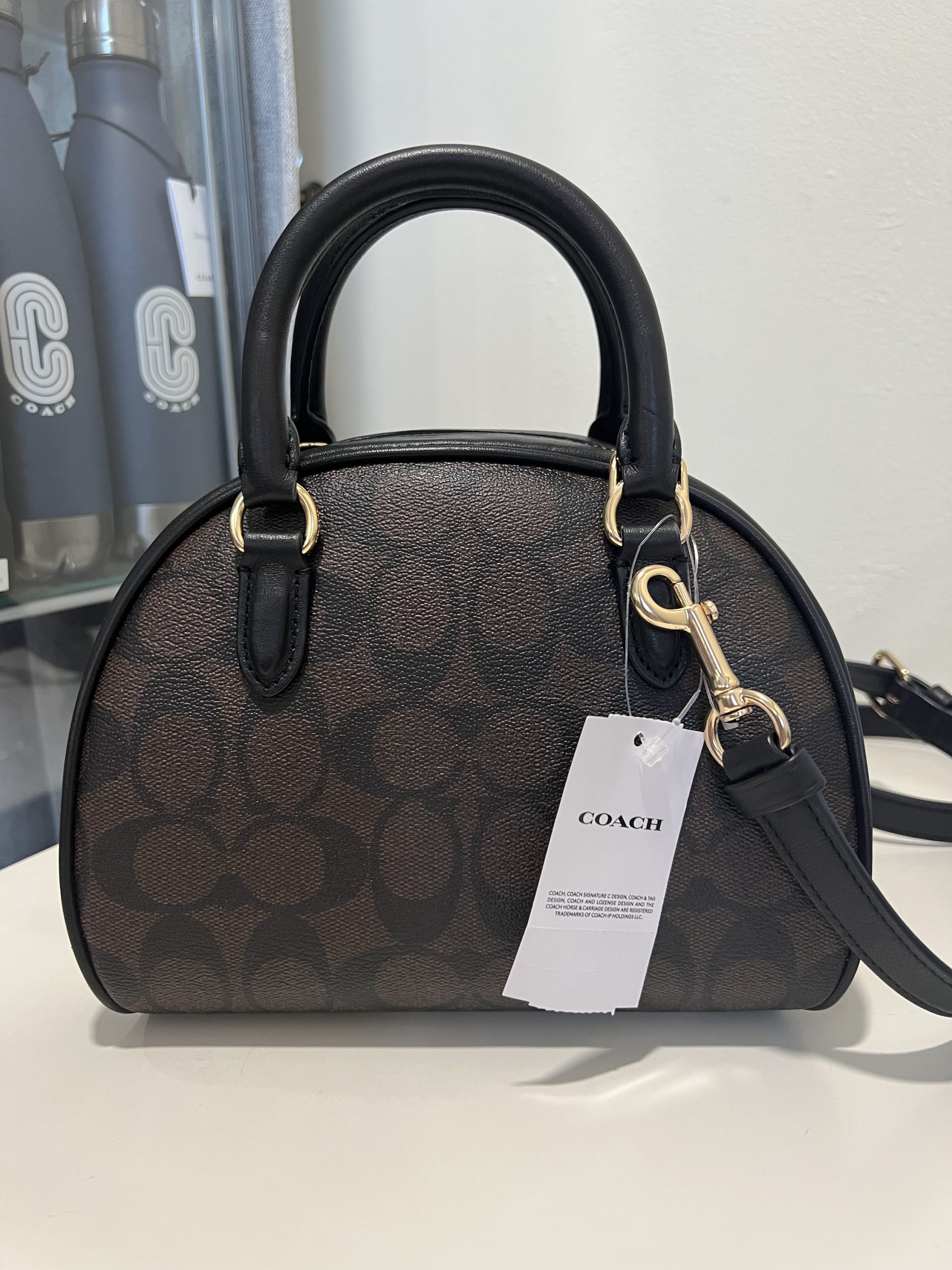 Coach Sydney Satchel in Signature Brown Black - Image 4