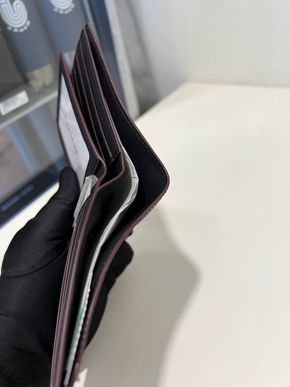 Coach Compact ID Wallet in Signature Black/Oxblood Exclusively USA