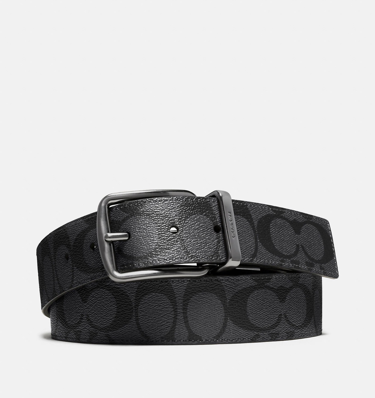 Coach Harness Buckle Cut To Size Reversible Belt in Signature Black