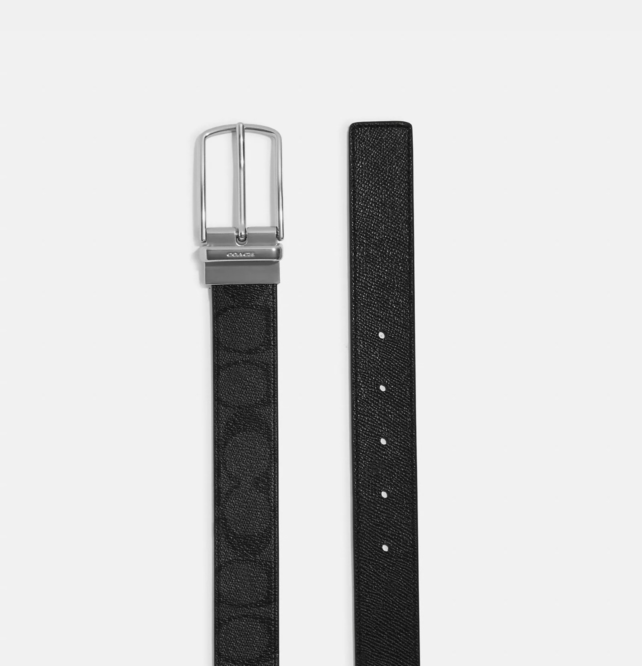 Coach Skinny Buckle Cut To Size Reversible Dress Belt in Signature Charcoal/Black, 32 Mm (321) - Image 2