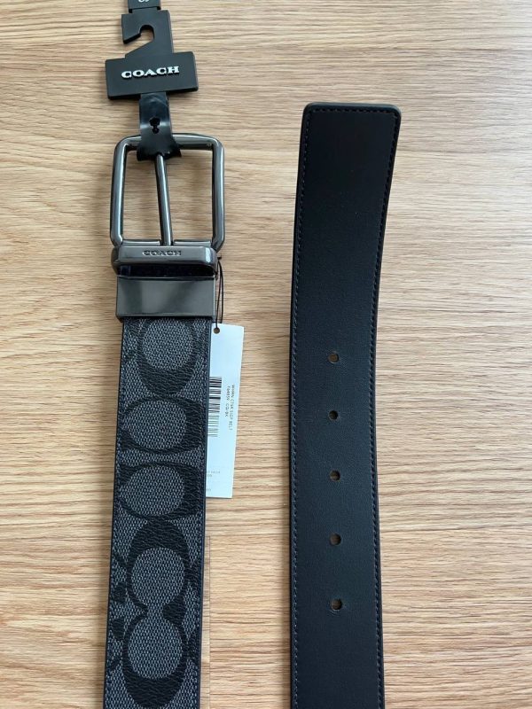 Coach Harness Buckle Cut To Size Reversible Belt in Signature Black