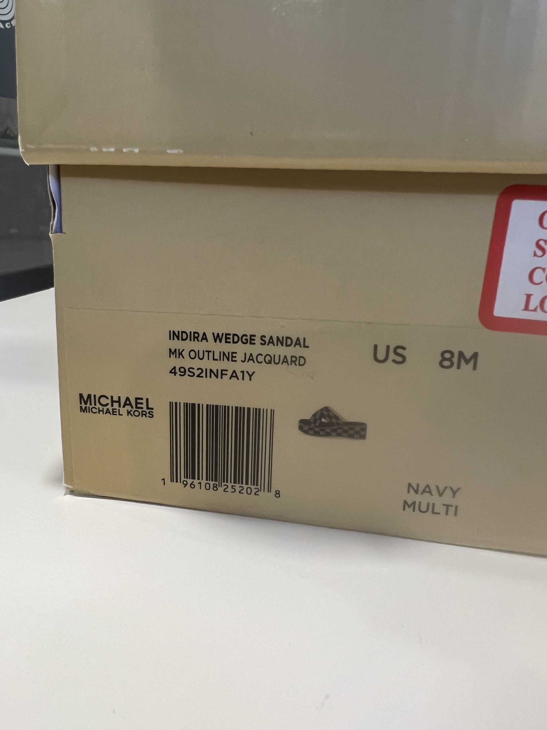 Michael Kors Indira Logo Jacquard Platform Slide Sandal in Navy Multi (Size US8) - Image 3