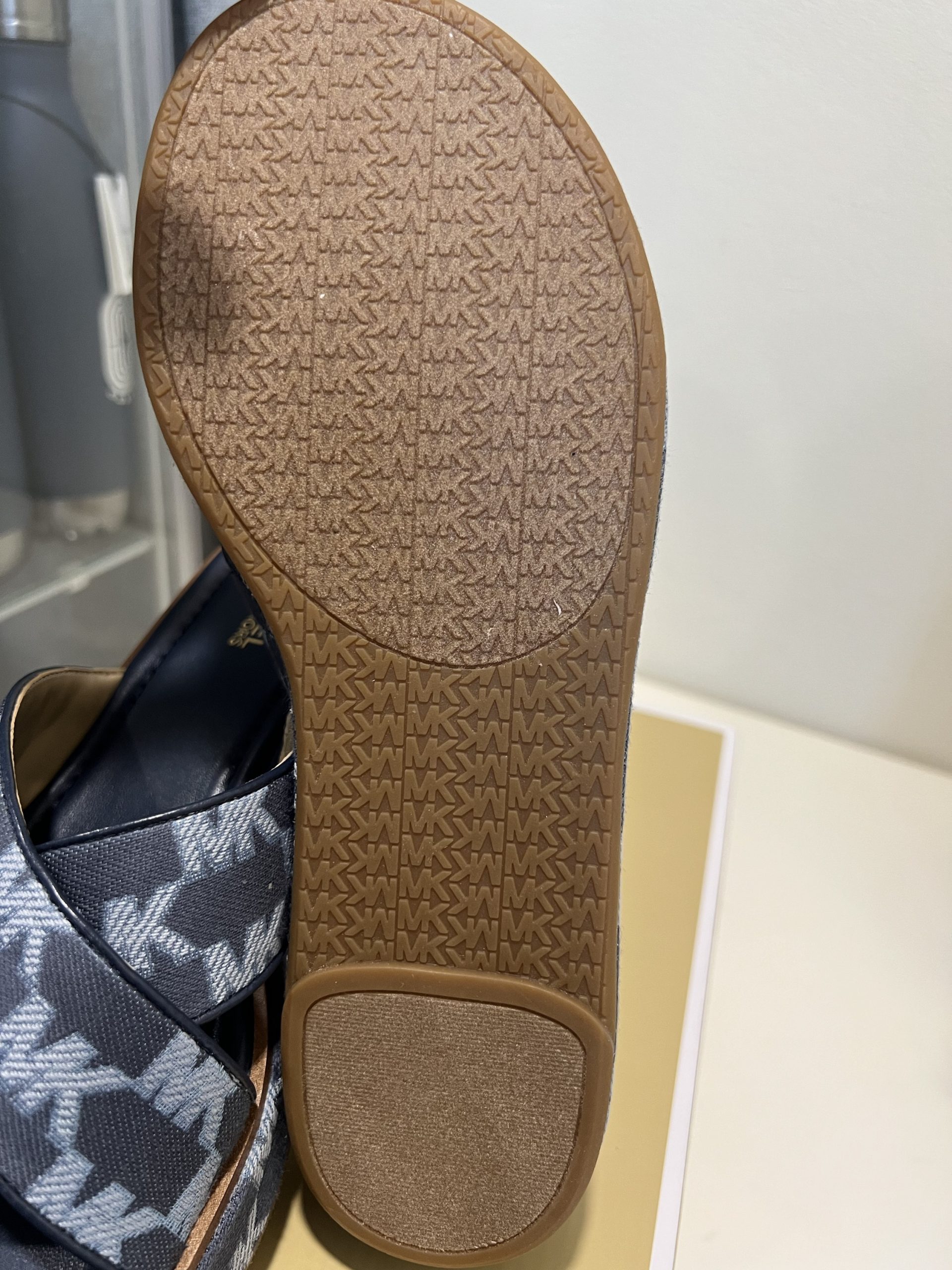 Michael Kors Indira Logo Jacquard Platform Slide Sandal in Navy Multi (Size US8) - Image 2