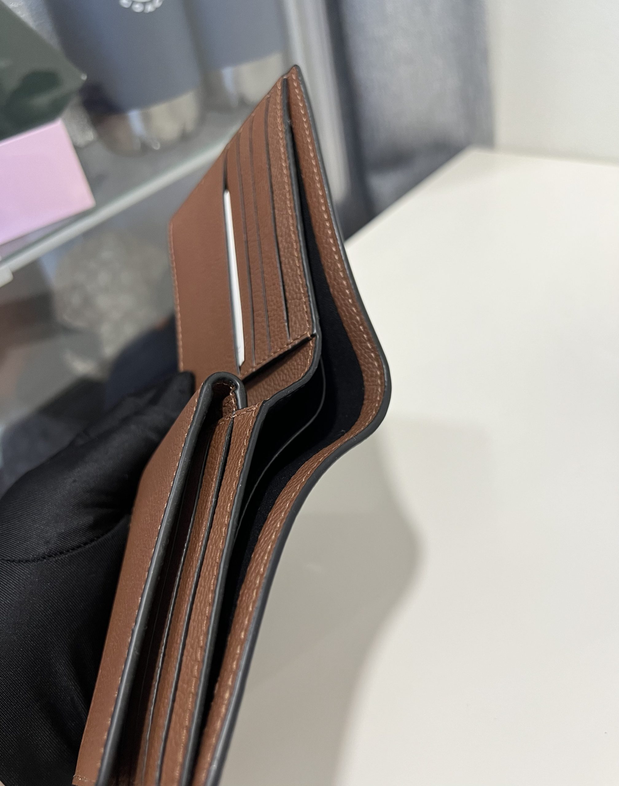 Coach Compact ID Wallet In Sport Calf Leather Dark Saddle Exclusively USA