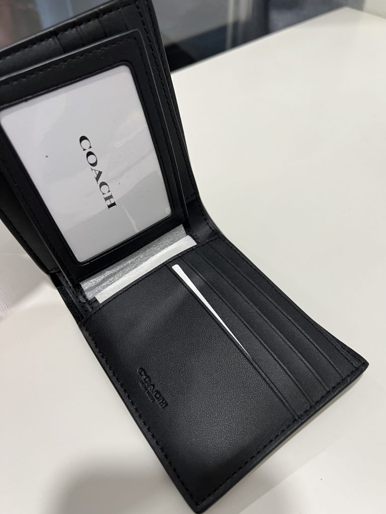 Coach Compact ID Wallet in Signature Charcoal/ Black Exclusively USA