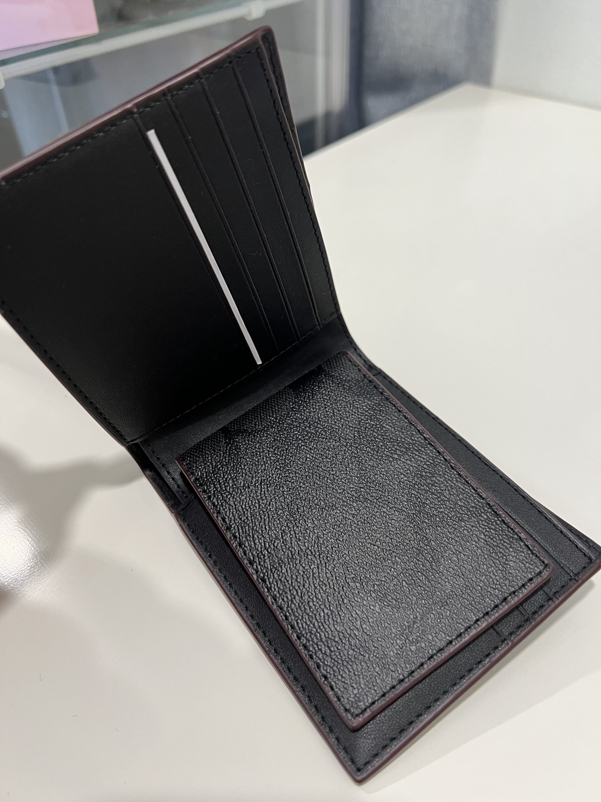 Coach Compact ID Wallet in Signature Black/Oxblood Exclusively USA