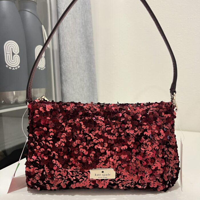 Kate Spade Kiki Sequin Fabric Convertible Wristlet in Deep Berry