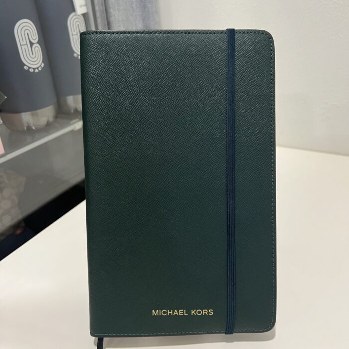 Michael Kors Notebook with Saffiano Leather Cover in Racing Green