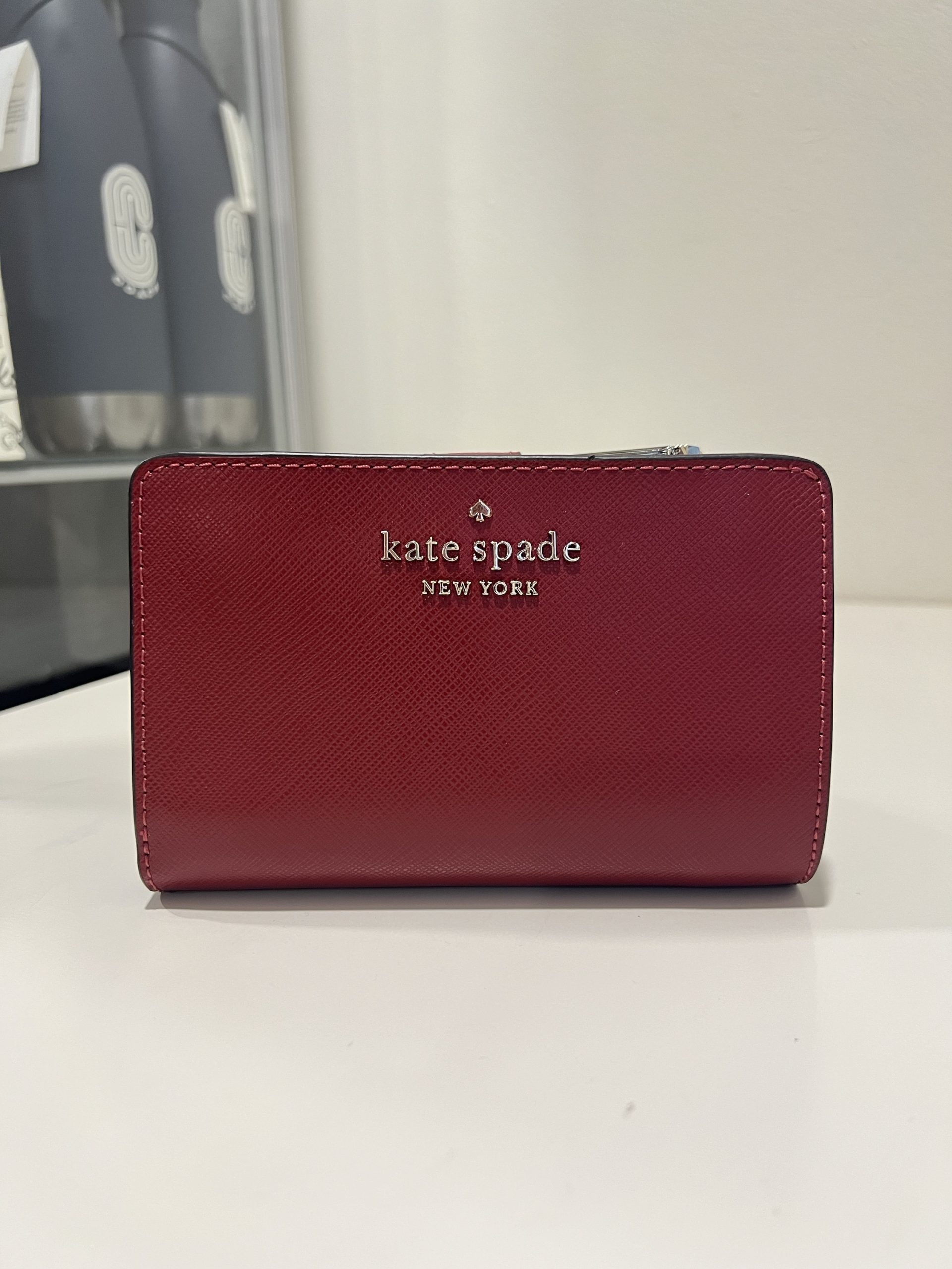 Kate Spade Staci Medium Compartment Bifold Wallet in Red Currant (WLR00128)  - USA Loveshoppe