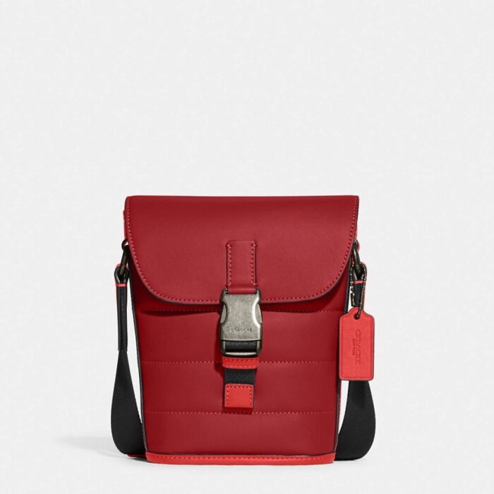 Coach Track Small Flap Crossbody With Quilting in Red