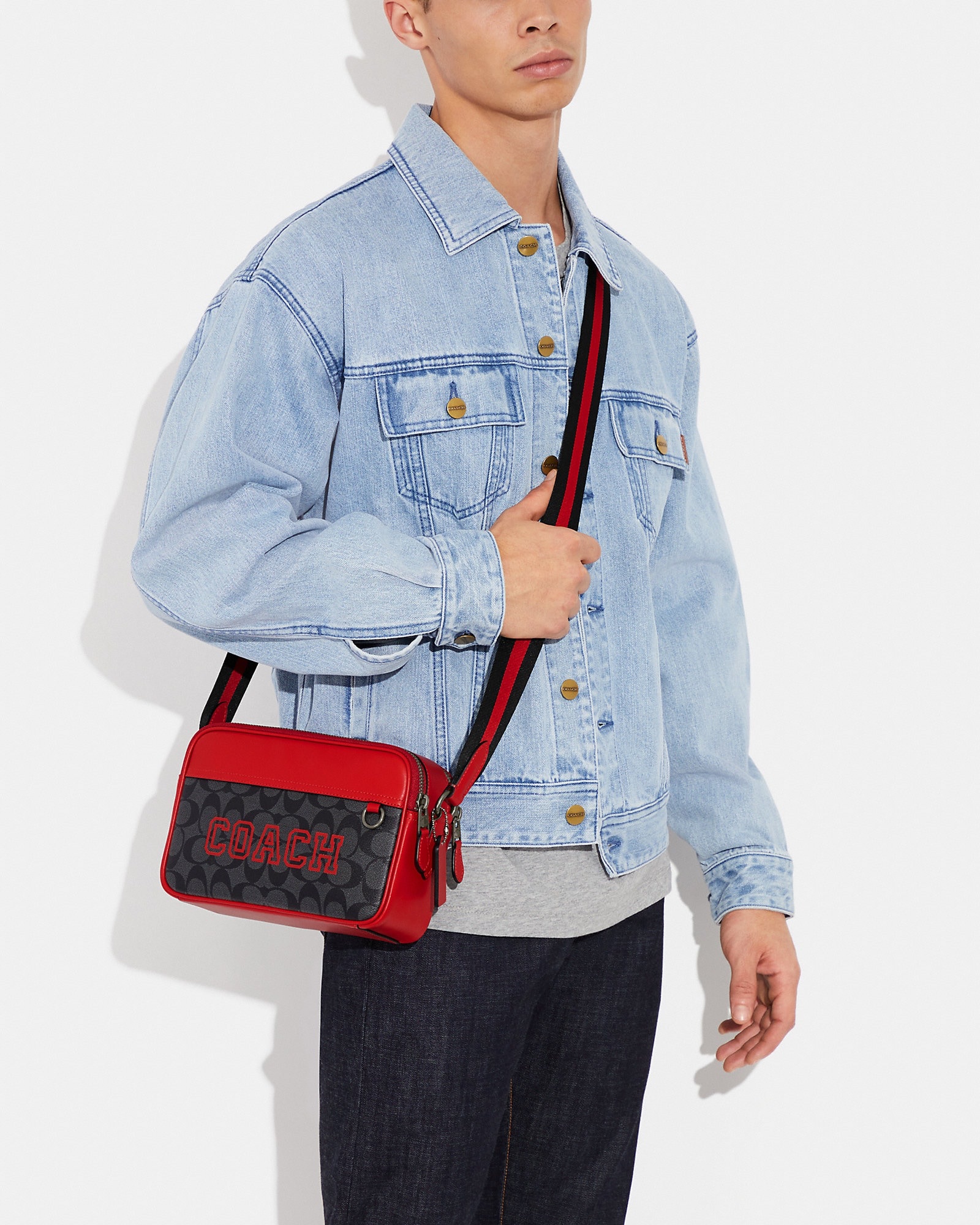 Coach Graham Crossbody In Signature Canvas With Varsity Motif in