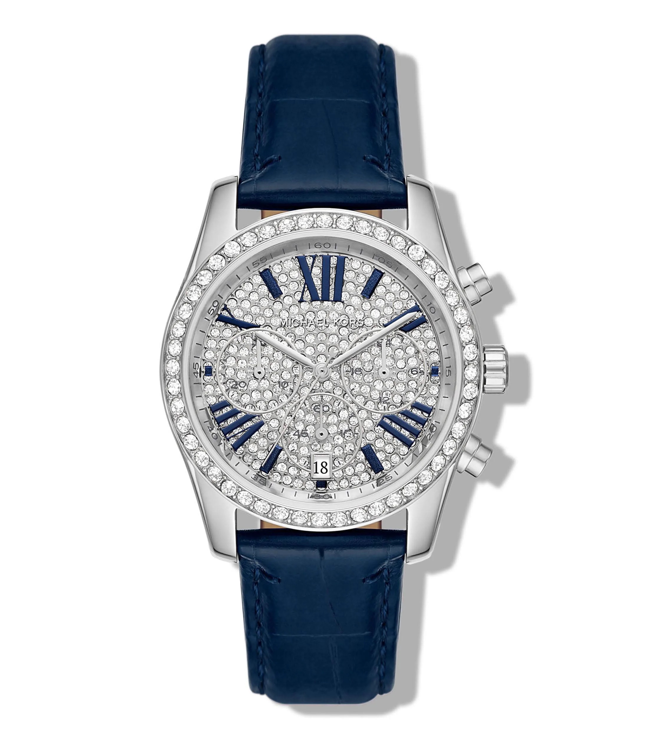 Michael Kors Lexington Lux Chronograph Navy Croco Leather Watch MK2972
