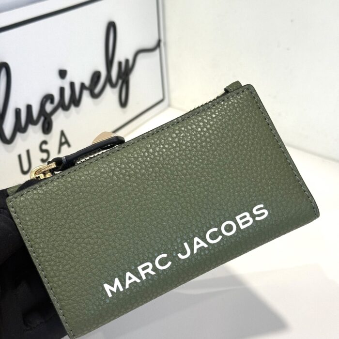 Marc Jacobs Small Slim Bifold Wallet in Bronze Green