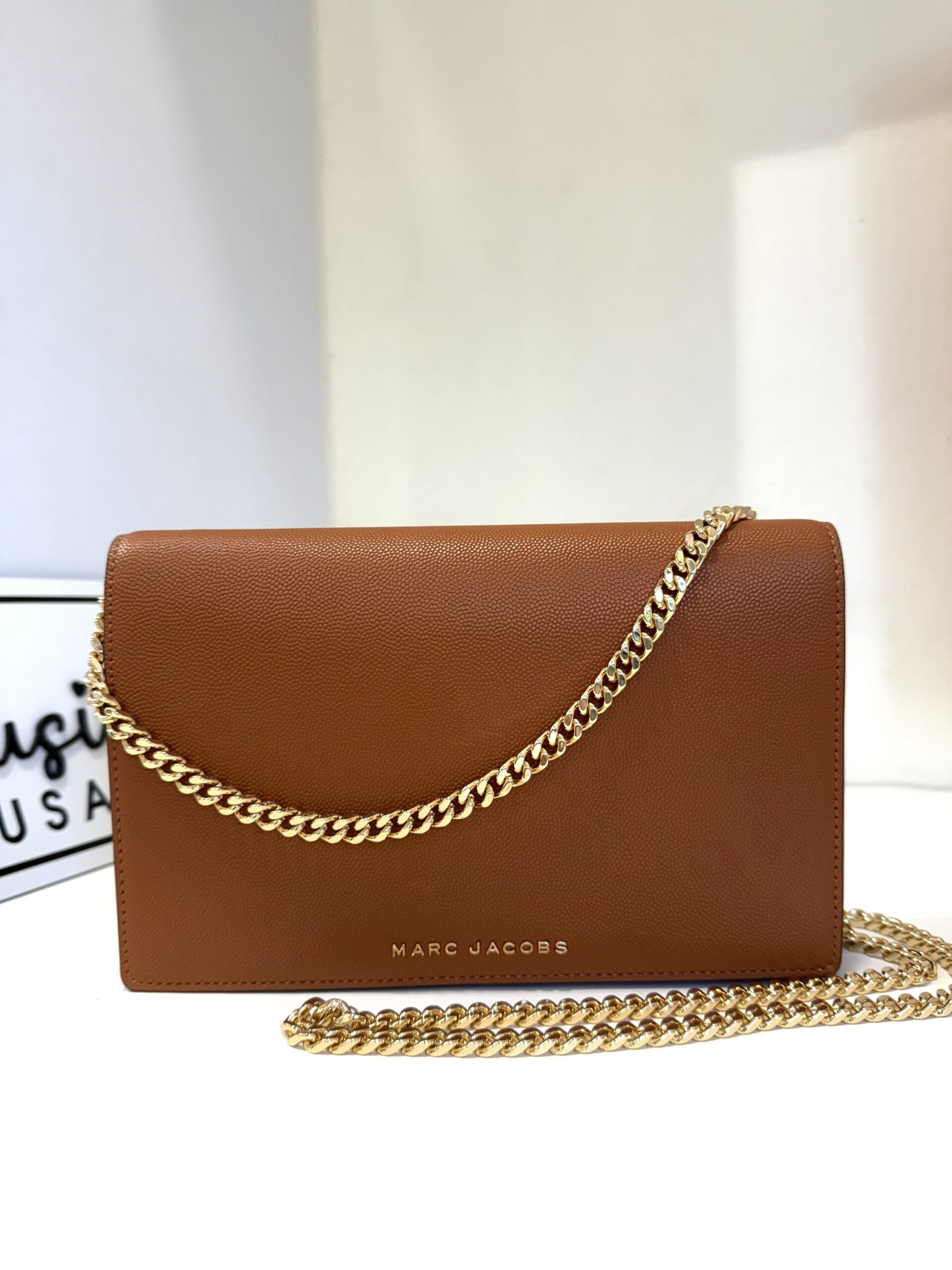 Marc Jacobs Daily Party On A Chain Crossbody Bag in Smoked Almond