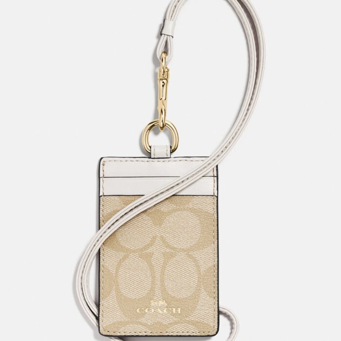 Coach Lanyard in Signature Light Khaki/Chalk