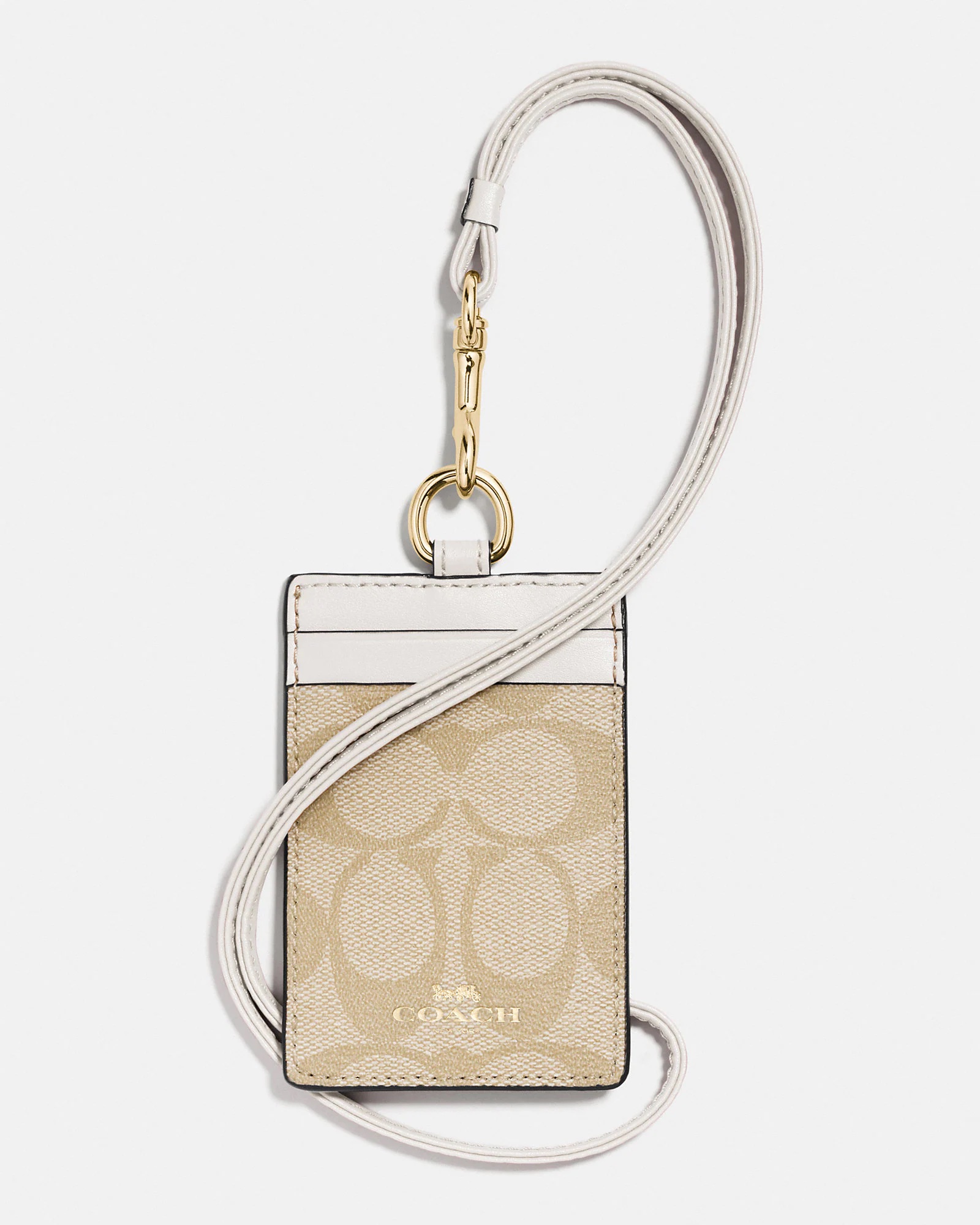 Coach Lanyard in Signature Light Khaki/Chalk