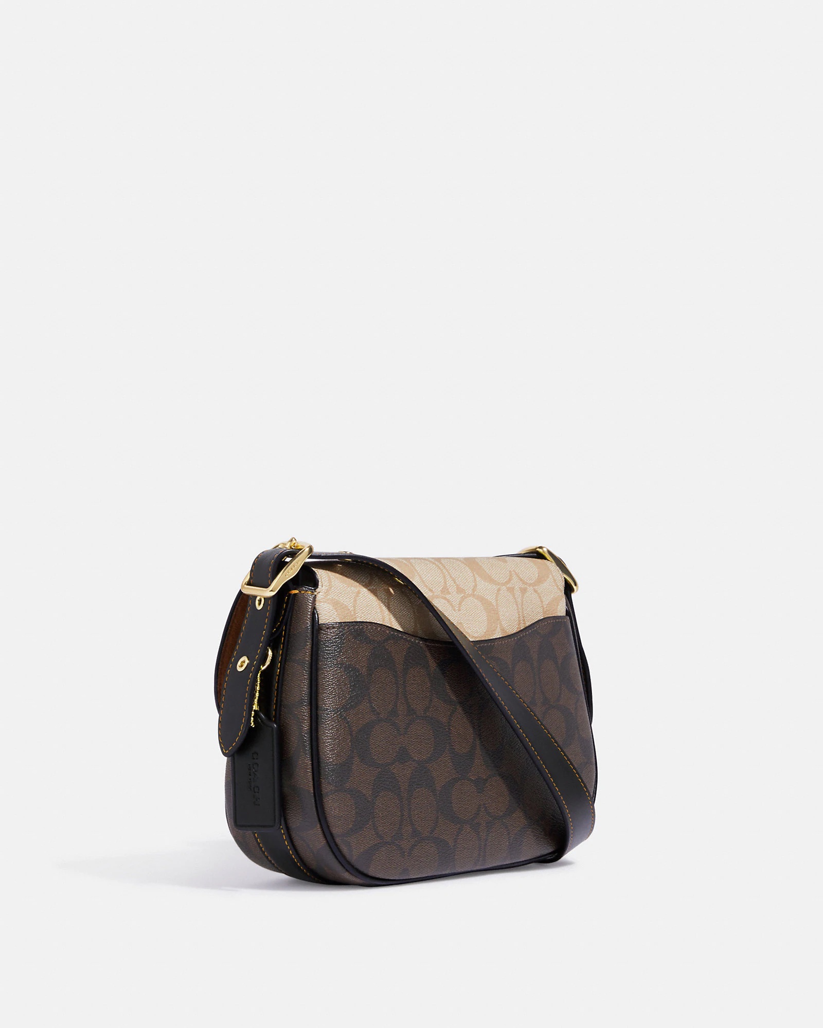 Coach Macie Saddle Bag In Blocked Signature Light Khaki/Brown Multi - Image 2
