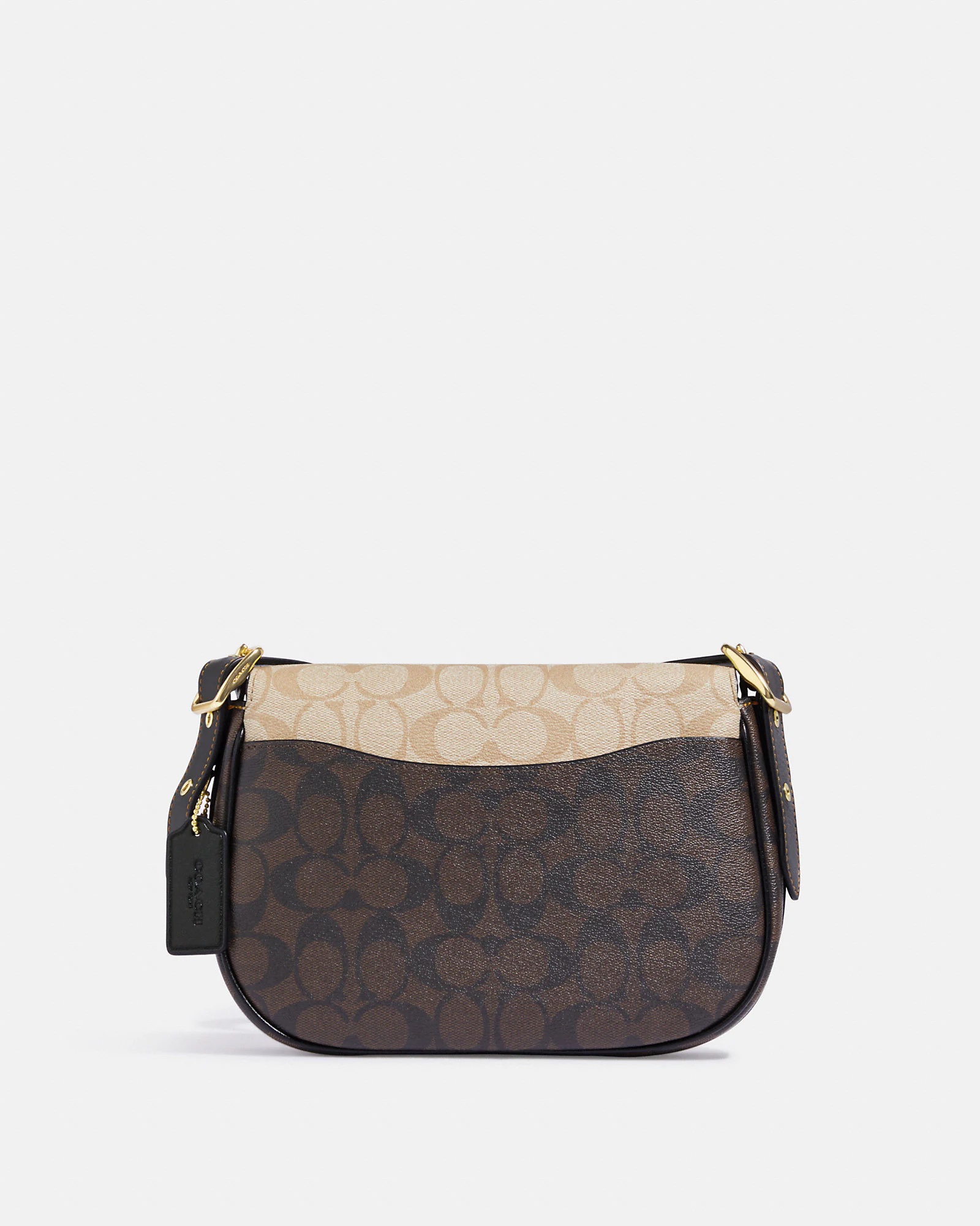Coach Macie Saddle Bag In Blocked Signature Light Khaki/Brown Multi - Image 4