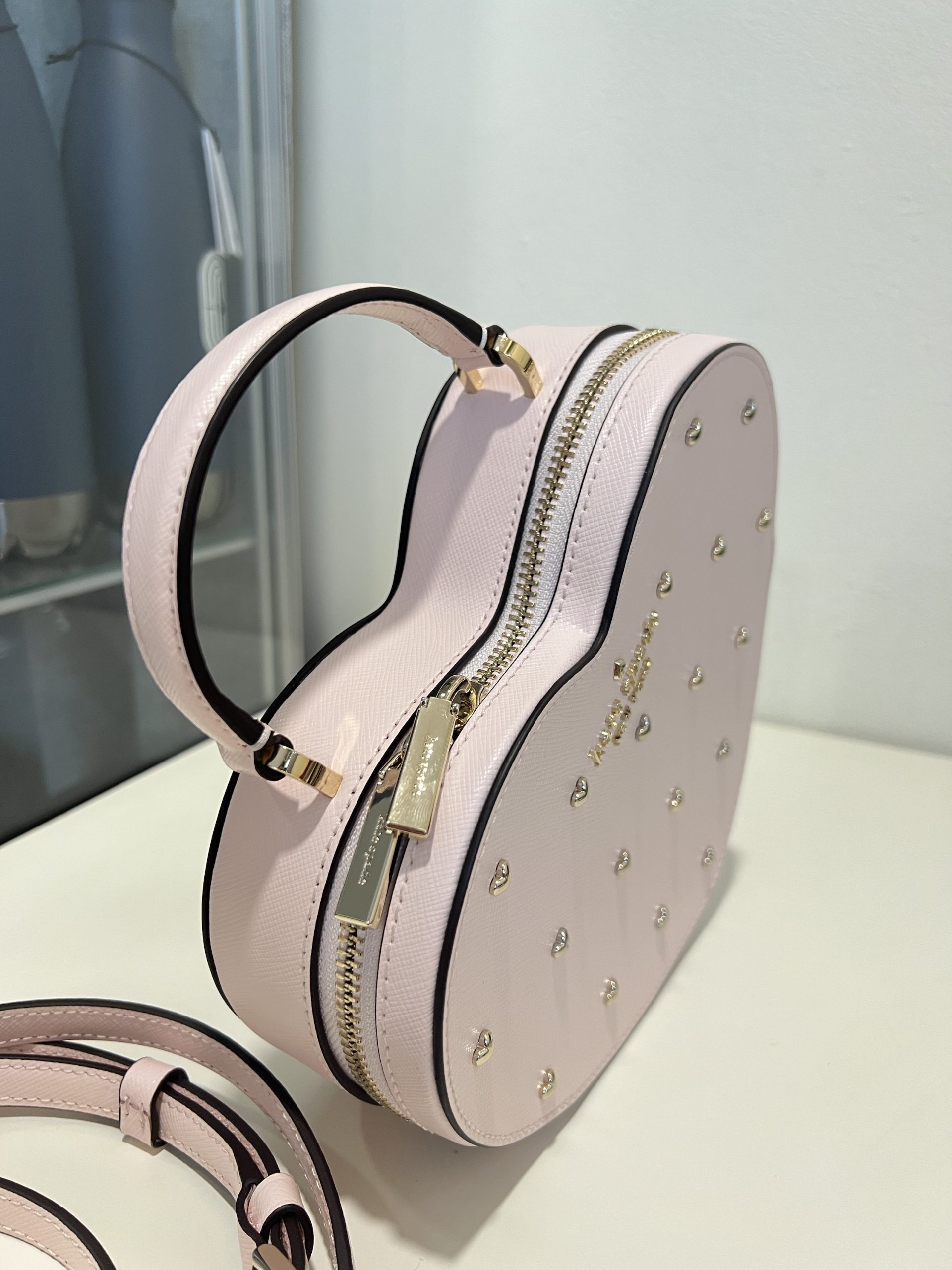 Kate Spade Love Shack Embellished Heart Crossbody Purse in Light Rosebud - Image 2