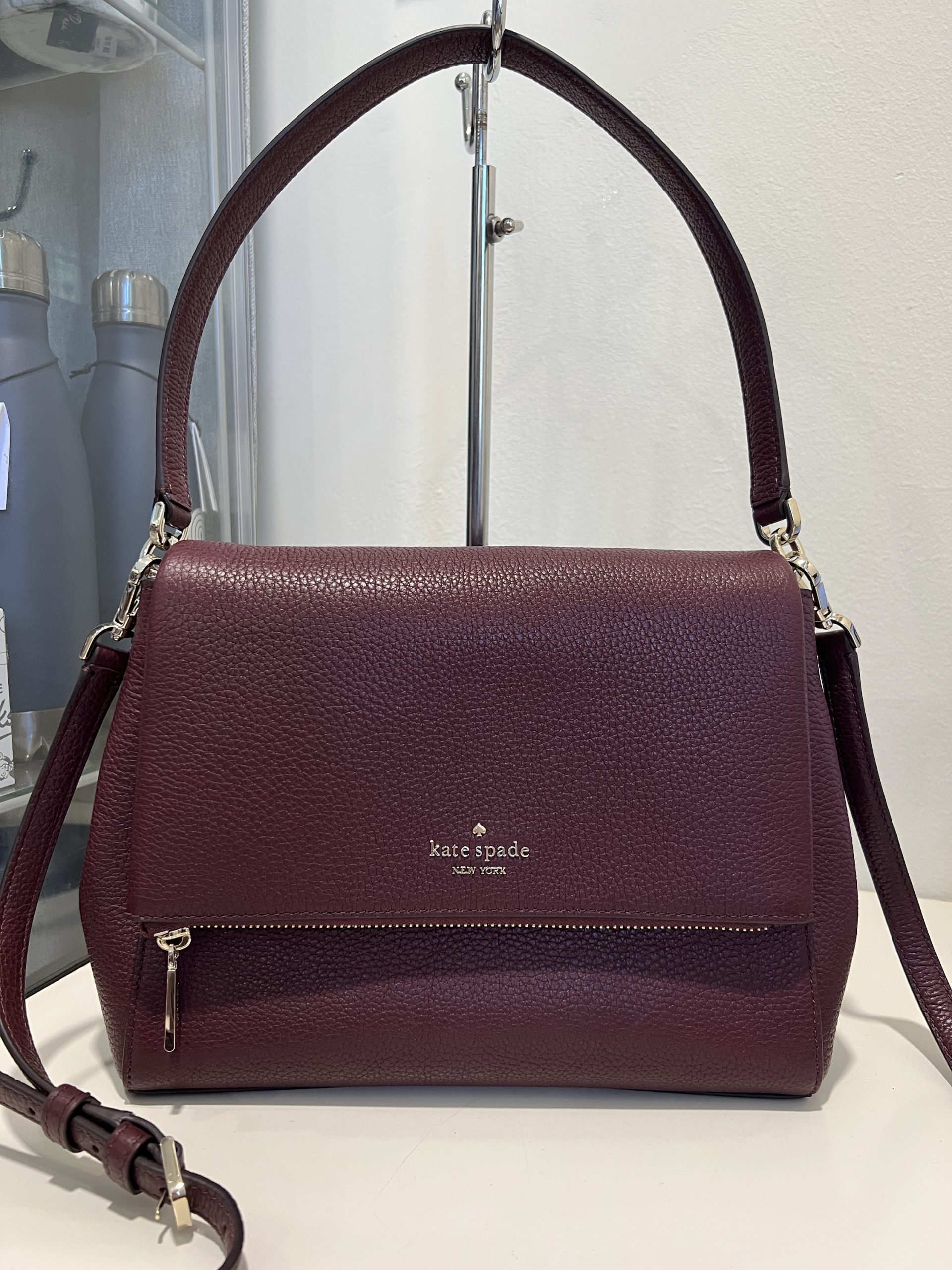 Kate Spade Leila Medium Flap Shoulder Bag in Cherrywood Exclusively USA