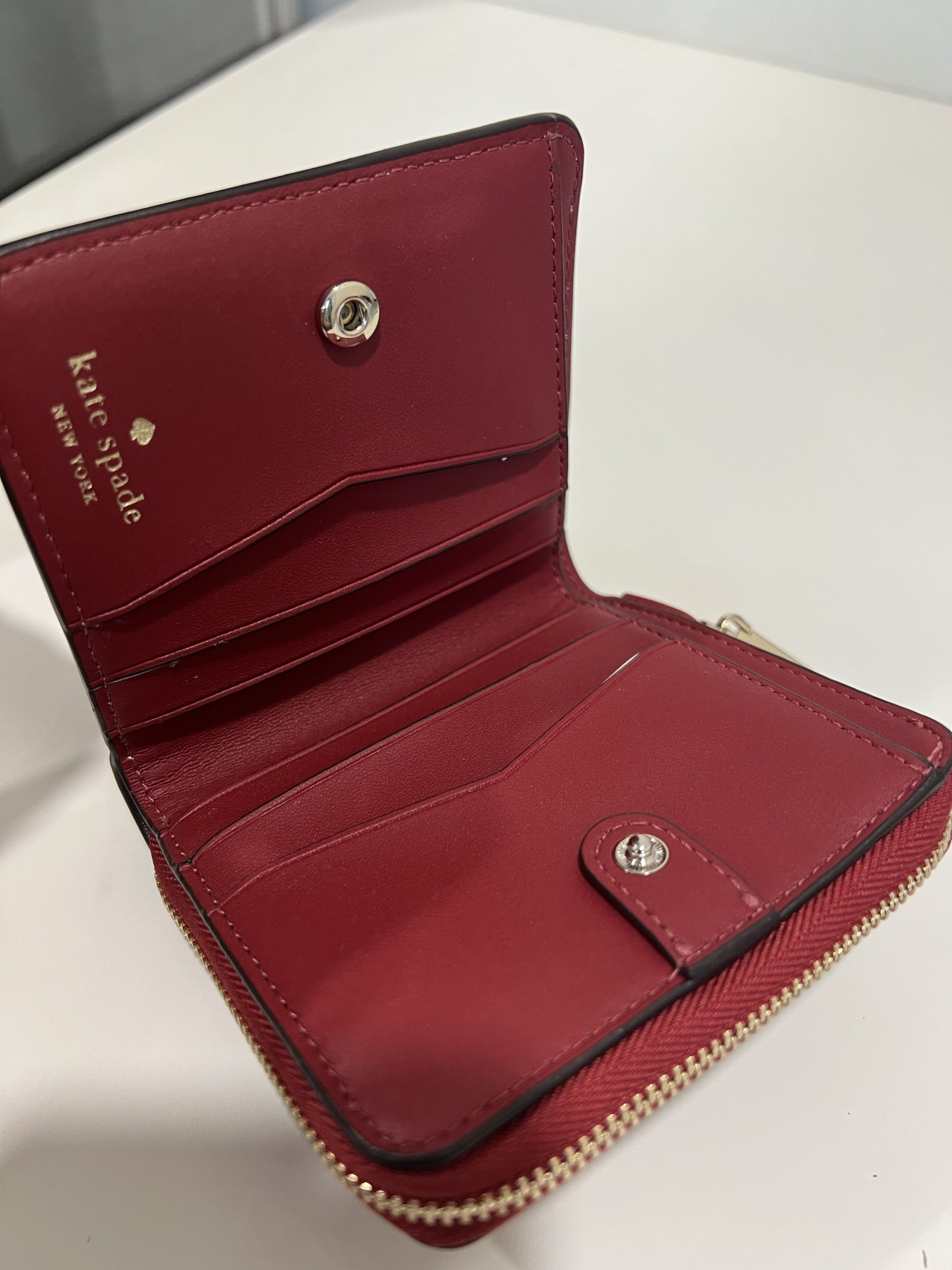 Kate Spade Staci Small Zip Around Bifold Wallet in Red Currant