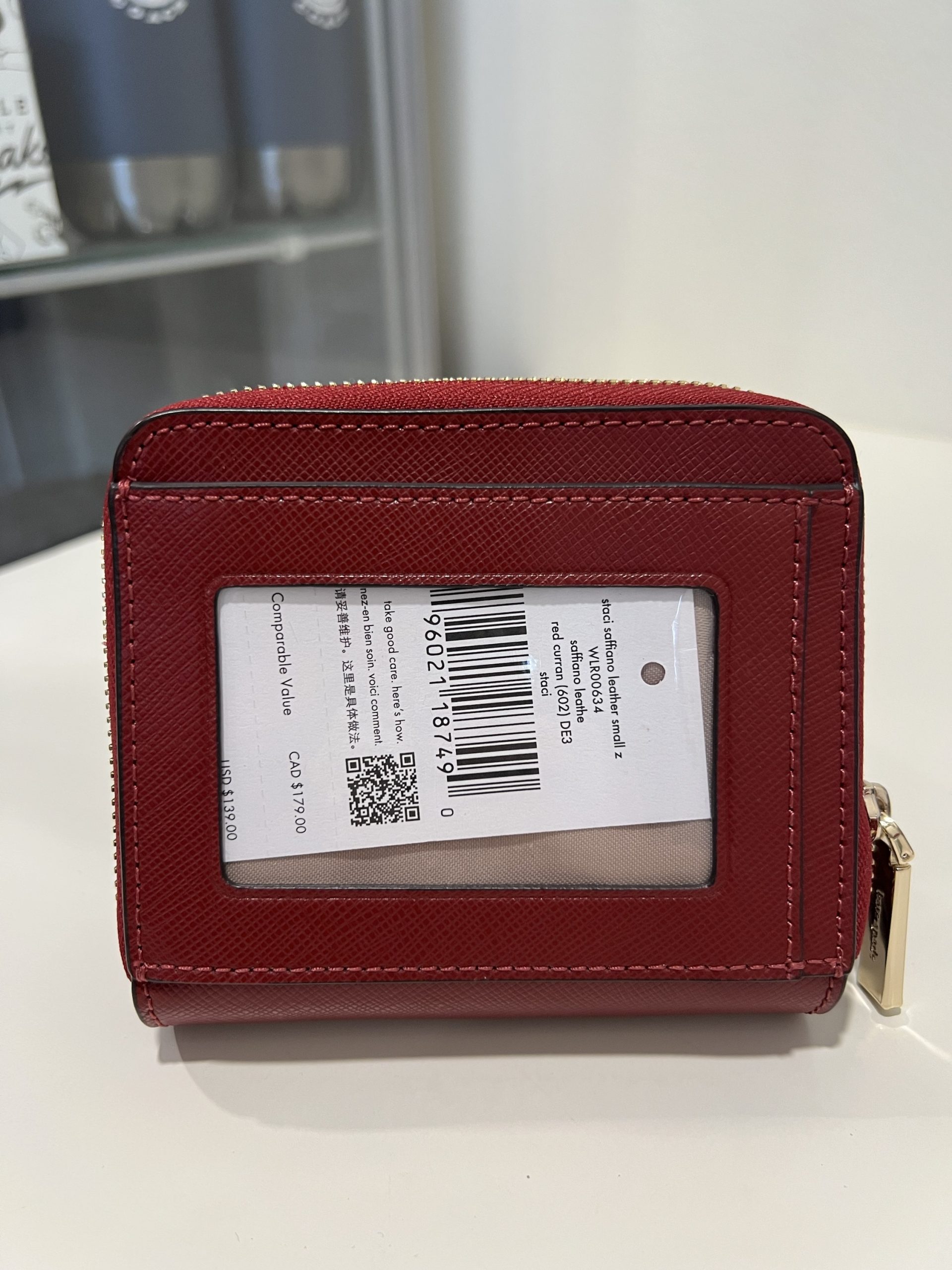 Kate Spade Staci Small Zip Around Bifold Wallet in Red Currant